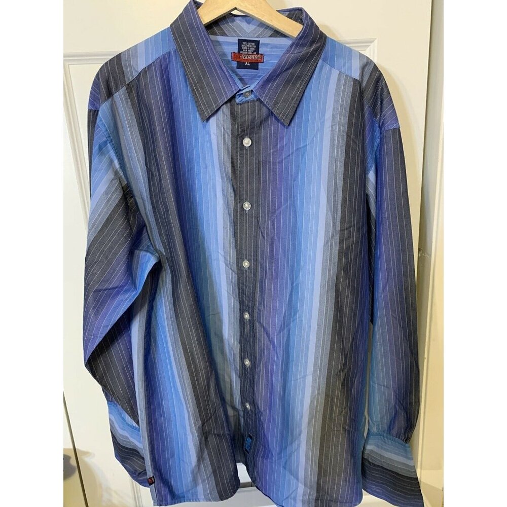 Vintage Mecca Clothing Company Men’s Sz XL Striped‎ Button Up Shirt Blue